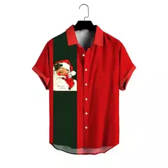 Camisa de Natal estampada 3D do Papai Noel masculina, tops de manga curta, camisas havaianas, roupas grandes soltas, moda - comprar online