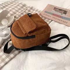 Mini mochila feminina, mochila escolar de veludo simples pequena, grande capacidade, mochila feminina durável, monocromática, casual, viajando, moda na internet