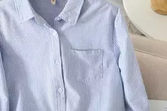 Camisa Oxford feminina casual de algodão, blusa e tops para senhora, camisas listradas brancas e azuis, roupa de boa qualidade, nova, outono 2022 - loja online
