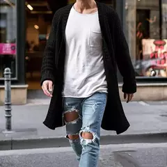 Cardigã de malha de algodão masculino, suéteres finos de manga comprida, outwear masculino monocromático, casaco quente, moda casual, novo, outono, inverno - comprar online