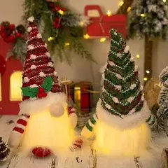 AlliLit-Christmas Doll Sled Elf Ski Gnome com luz LED, decorações para casa, Natal, Ano Novo, 28cm, 2024 - comprar online
