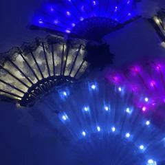 Imagem do Led luminoso dobrável ventilador brilho dança luz ventilador de mão noite desempenho festa decoração brilho no escuro suprimentos decoração