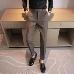 Imagem do Calça masculina elegante estilo britânico, casual de negócios, escritório de deslocamento, calça de lazer, roupa social masculina, verão