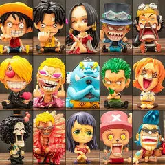 Bandai q versão uma peça luffy usopp nami robin chopper sanji brooke ace anime feito à mão figura de pvc brinquedos modelo boneca