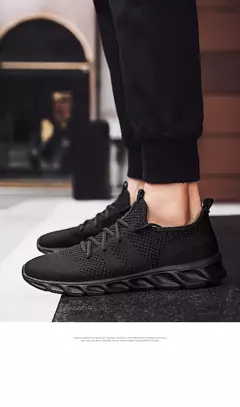 Imagem do Sapatos esportivos casuais masculinos respirável verão luz sola macia conforto tênis de corrida ao ar livre moda estudante malha plus size tênis