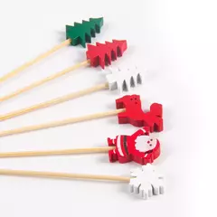 Natal Fruit Food Sticks, Papai Noel, floco de neve, boneco de neve, Cocktail Toothpick, Cupcake Topper, Decoração do partido, 50 pcs, 100pcs - comprar online