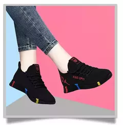 Imagem do Tenis feminino 2024 mulheres sapatos vulcanizados malha de ar luz tênis macios femininos apartamentos plataforma rendas até sapatos casuais cesta femme