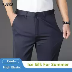 KUBRO-Calça casual reta masculina de seda e gelo, calça masculina, roupa seca rápida, coreana, nova, primavera, outono, 2024 - Wolf Magazine