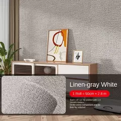 Waterproof Linen Wallpaper, 3D adesivos de parede, à prova de umidade e mofo resistente, Home Decoração Sala