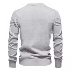 Imagem do AIOPESON Mens Crewneck Pullover Sweater Knitted Cotton Stripped Quality Autumn Winter Warm Sweaters for Men