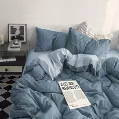 YanYangTian-Roupa de cama, Algodão lavado, 4 peças, Conjunto de lençóis, Conforto, Sólido, Natal, Casal, Capa de edredão - comprar online