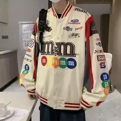 Imagem do Jaqueta de beisebol M Letter bordada para homens e mulheres, casacos Harajuku, hip-hop, casais estampados, remendo do colégio, jaquetas bomber Y2K