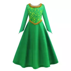 Fiona vestido de halloween shrek cosplay fantasia vestir-se verde princesa traje crianças elegante vestido crianças manga longa impressão vestidos