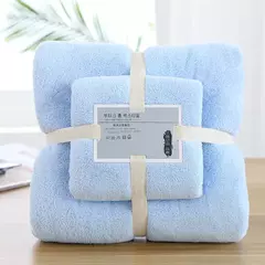 Imagem do 2 pcs/Set Luxo Super Large Toalha Alta Absorvente Soft Coral Fleece Toalha de Banho e Toalhas Rosto Conjunto para Adultos 70x140cm 35x75cm