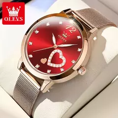 OLEVS-Relógio de pulso quartzo japonês feminino, relógios impermeáveis, pulseira de aço inoxidável, vestido fashion, luminoso Diamond face, relógio feminino - comprar online