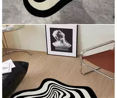 Tapete Irregular Lavável à Máquina, Tapete Moderno, Tapete, Capacho de Entrada, Tapetes, Preto e Branco, Decoração para Casa, Sala, Quarto
