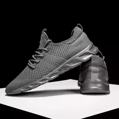 Calçado esportivo casual masculino, tênis leve, malha respirável, tênis preto de corrida, branco, atlético, corrida, tênis, ao ar livre