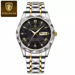 POEDAGAR-Relógio de pulso quartzo em aço inoxidável impermeável masculino, marca superior, luxo, luminoso, data, semana, relógios masculinos - comprar online