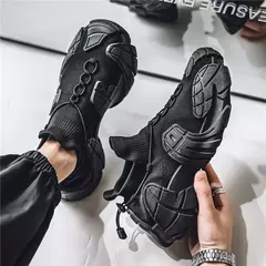 Sapato casual de malha leve masculino, meias respiráveis, tênis antiderrapante, sapato de pai versátil, popular, novo, 2024