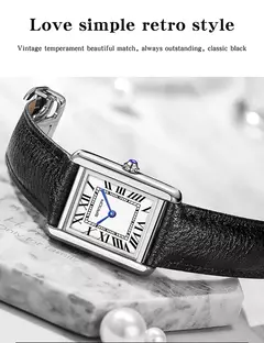 Relógio de quartzo masculino e feminino Sanda, 30m à prova d'água, casual, moda, pulseira de couro, mostrador quadrado, resistente ao desgaste - Wolf Magazine