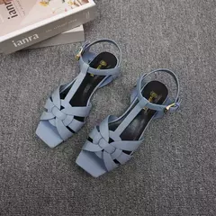 Sandálias boca de peixe com dedos abertos para mulheres, sapatos de couro luxuoso, fivela de metal, moda grande, 35-44 - comprar online