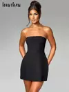 Hawthaw-Mini vestido curto preto feminino, streetwear noturno, bodycon, roupas de festa, clube, itens por atacado para negócios, verão, 2022