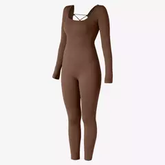 Macacões de uma peça femininos de manga comprida macacão esportivo roupas de ginástica alta elástica ciclismo musculação bodysuit feminino - loja online