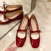 2023 luxo bowtie mary janes feminino dedo do pé quadrado brilhante couro & silk flats ballets femmes vermelho dança festa bola sapatos de casamento nupcial