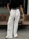 Tossy-Calças femininas de cintura alta, roupa Y2K, retalhos brancos, calças casuais de perna larga, soltas, calças femininas finas, moda outono