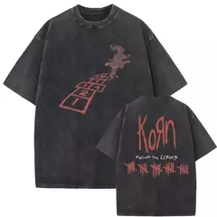 Camisetas com estampa de esqueleto masculinas, banda de rock vintage lavada, Korn caindo longe de mim, camiseta gótica, camiseta masculina extragrande, moda - comprar online