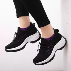 Sapatos de caminhada femininos moda meia tênis respirar confortável sapatos de enfermagem sapatos casuais plataforma mocassins antiderrapante - comprar online