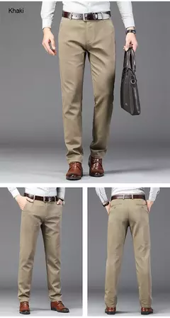 Imagem do Calça justa reta masculina, calça casual de negócios, terno elástico, marca chique, primavera, outono, moda masculina, 6 cores, 2023