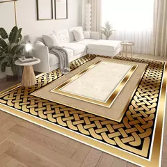 Ouro luxuoso grandes tapetes para sala de estar, Europa e América, Villa Hall d na internet