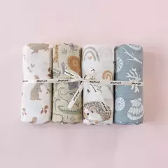 Elinfant-Rainbow Cor Musselina Swaddle Blankets, 100% Algodão, Recém-nascido Bebê Banho Toalha Envoltório, Gift Set Popular, Bambu, 4Pcs na internet