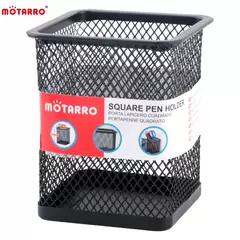 MOTINO-Porta Lápis para Mesa de Escritório, Malha De Metal, Quadrado, Pote De Caneta Redonda, Caso Do Copo, Recipiente, Organizador, Durável, 1Pc - loja online
