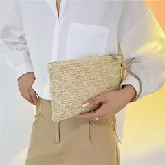 Fsafashion-bolsa de tecido palha para mulheres, bolsa casual para férias, bolsas com alça superior, bolsas de ombro retrô artesanais, moda feminina, 2024 na internet