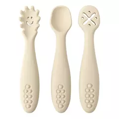 3 pçs colher de silicone garfo para utensílios de bebê conjunto alimentação comida criança aprender a comer treinamento garfo macio talheres utensílios de mesa das crianças - loja online