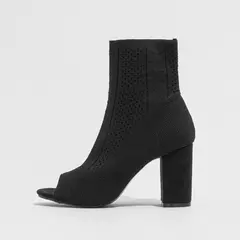 Boca de peixe redondo toe malha estiramento tornozelo botas de salto alto para mulheres, botas curtas, moda outono, sapatos de dança para festa na internet