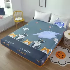 Kuup poliéster impermeável desenhos animados cabido folha, cama king size tampa, sem fronha, elástico, em torno do colchão, 360 °