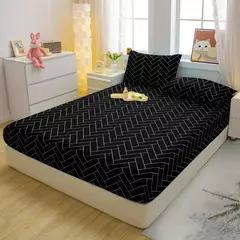 Equipado folha equipada com geometria impressa para cama quarto, simples e moderna com fronhas, 1 conjunto - loja online