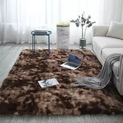 Imagem do Tapete moderno de cabelo de seda para meninas, tapete de cama nórdico, corante, sala de estar em casa, sofá, cor pura, romântico, por atacado