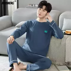 Pijama de algodão estampado urso masculino, calça xadrez manga comprida, roupa de dormir casual, plus size, 4XL, outono, inverno, novo na internet