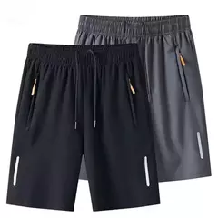 Imagem do Calções esportivos de seda gelo masculino, corrida, ginásio, secagem rápida, respirável, praia, calça curta, fitness, jogging, legal, roupas esportivas casuais, verão