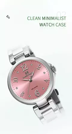 Naviforce relógio de pulso feminino, pulseira de aço inoxidável, impermeável, quartzo, romântico, marca superior, 2023 - loja online
