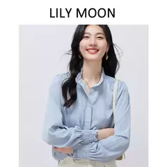 Imagem do LILYMOON-Camisa de manga comprida feminina, colarinho francês, orelha de madeira, camisa casual coreana, Tops Y2K, pulôver elegante solto, batida na rua