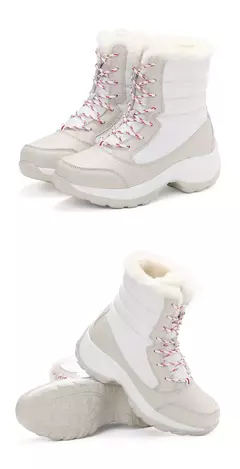 Botas de neve de plataforma antiderrapante para mulheres, Ankle Boots de pele quente, Cunhas impermeáveis, Botas altas para coxa, Sapatos de inverno - Wolf Magazine