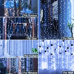 LED Curtain String Light para decoração de casa, feericamente guirlanda, usb remoto, férias, quarto, natal, ano novo, festa de casamento, 8 modos - loja online