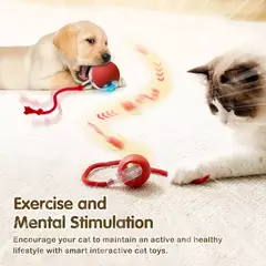Imagem do Brinquedo interativo de bola de gato, bola de rolamento automática com cauda, brinquedo interativo inteligente recarregável para animais de estimação, mouse inteligente para gato