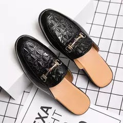 Sapatos casuais meio arrasto para homens, mocassins da moda, deslizamento em apartamentos, marca de luxo, mocassins novos, tamanho grande 38-46, 2023 - loja online