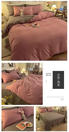 Lençóis de algodão lavados e capas de edredão, estilo japonês, peça dupla, conjunto de cama de quatro peças para estudante, três peças na internet